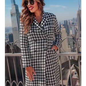 Stylish Houndstooth Coat